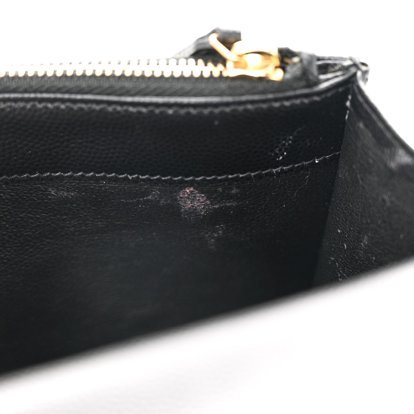 Grain De Poudre Matelasse Chevron Monogram Envelope Chain Wallet Black