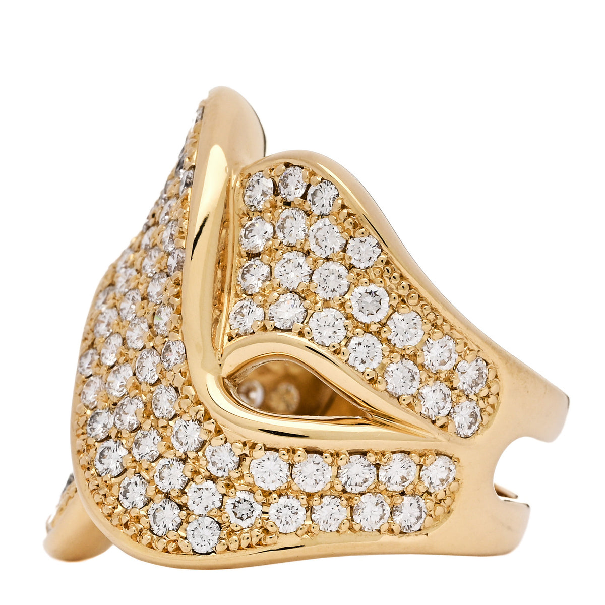Parker & West by FASHIONPHILE 18K Yellow Gold Diamond 3.00ctw Crossover Ring 56 7.5 3 of 9