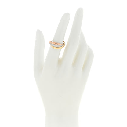 Cartier 18K White Yellow Pink Gold Diamond Small Trinity Paved Ring 53 6.5 2 of 5