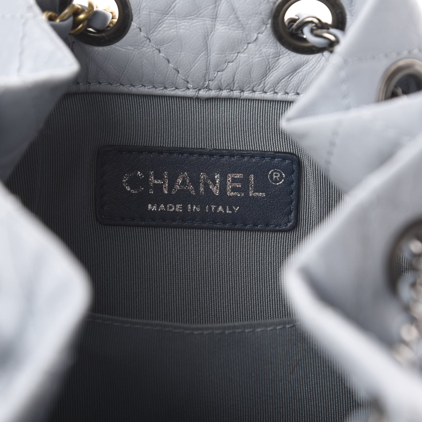 Aged Calfskin Quilted Small Gabrielle Backpack Light Blue