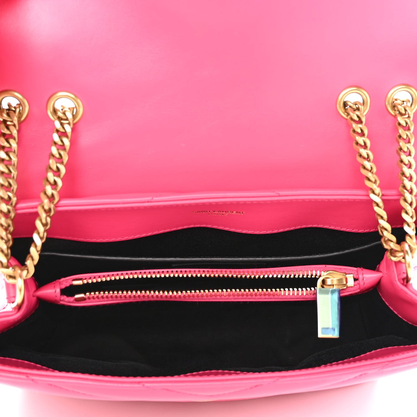 Calfskin Y Quilted Monogram Small Loulou Chain Satchel Fresh Fuchsia