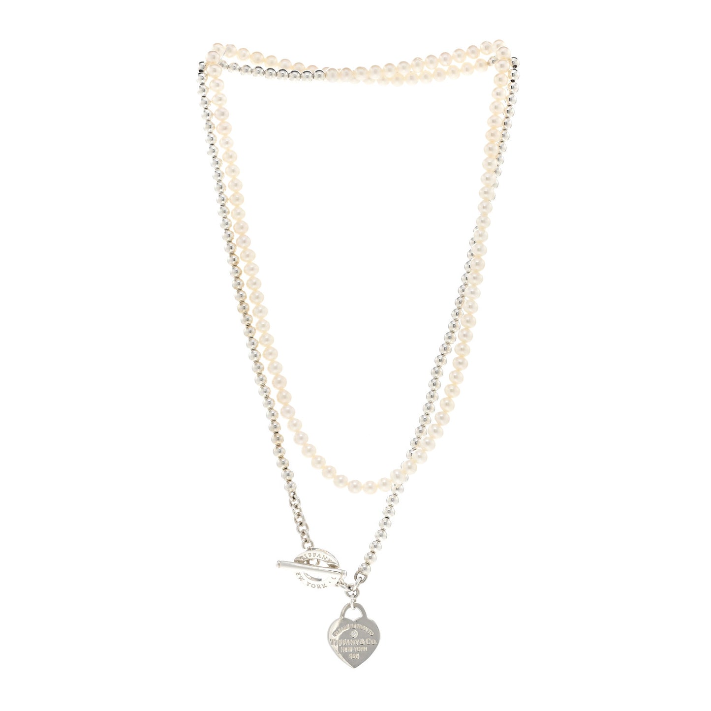 Sterling Silver Diamond Pearl Return to Tiffany Wrap Necklace