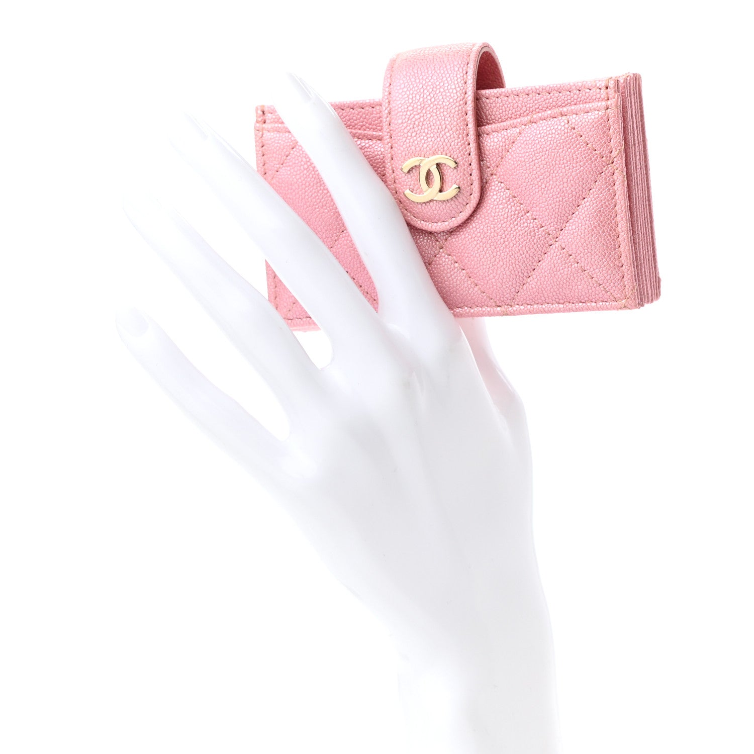 Chanel Iridescent Caviar Quilted Gusseted Card Holder Pink 4 of 7