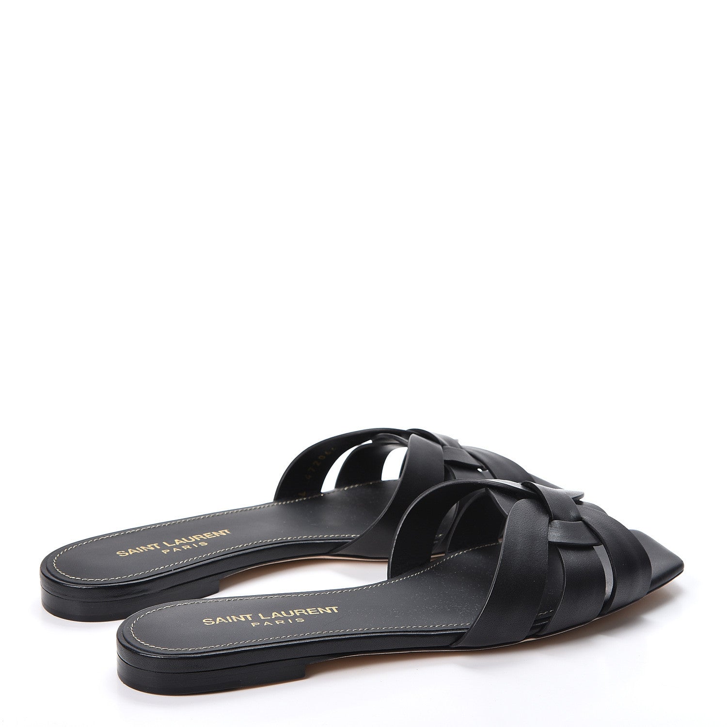 Saint Laurent Calfskin Nu Pied 05 Slide Sandals 37.5 Black 4 of 10