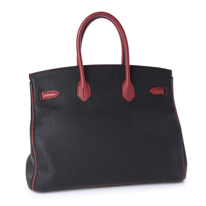 Hermes Togo Horseshoe Birkin 35 Black Rouge Grenat 3 of 14