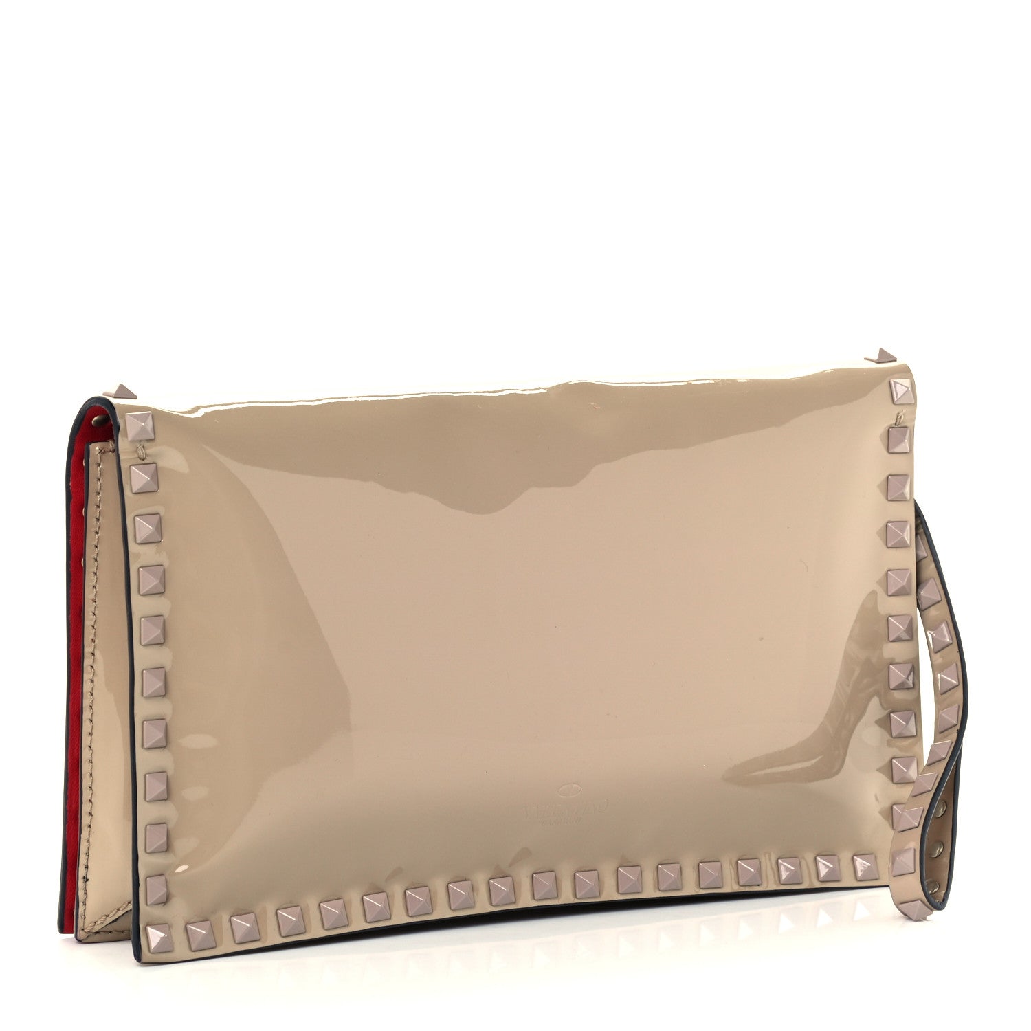 Valentino Garavani Patent Monochrome Rockstud Wristlet Clutch Alpaca 3 of 10