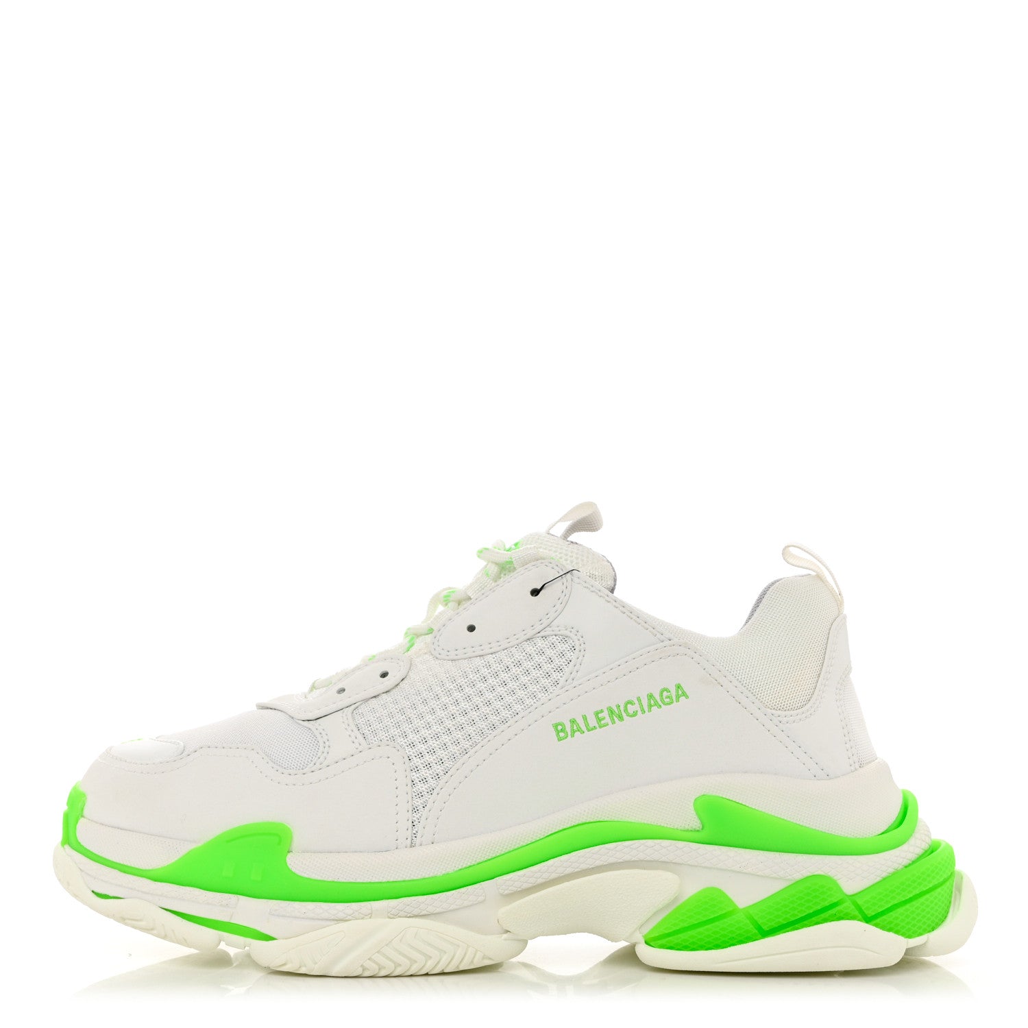 Balenciaga Fabric Mesh Mens Triple S Sneakers 45 White Fluo Green 1 of 9