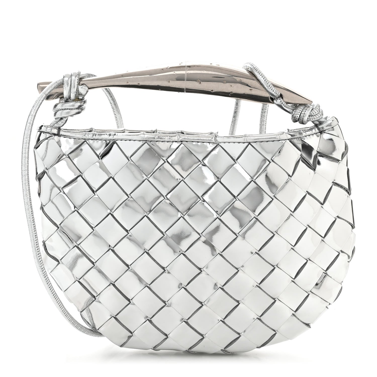 Bottega Veneta Mirror Laminated Nappa Intrecciato Mini Sardine Bag Silver 1 of 9