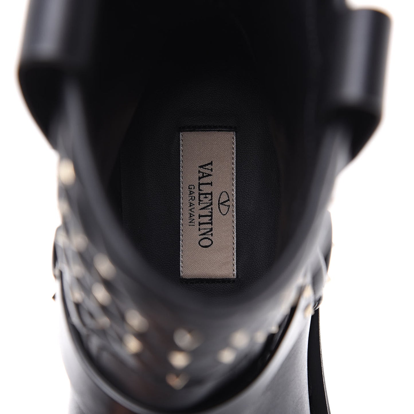 Calfskin Nappa Heart Rockstud Spike Biker Boots 38 Black