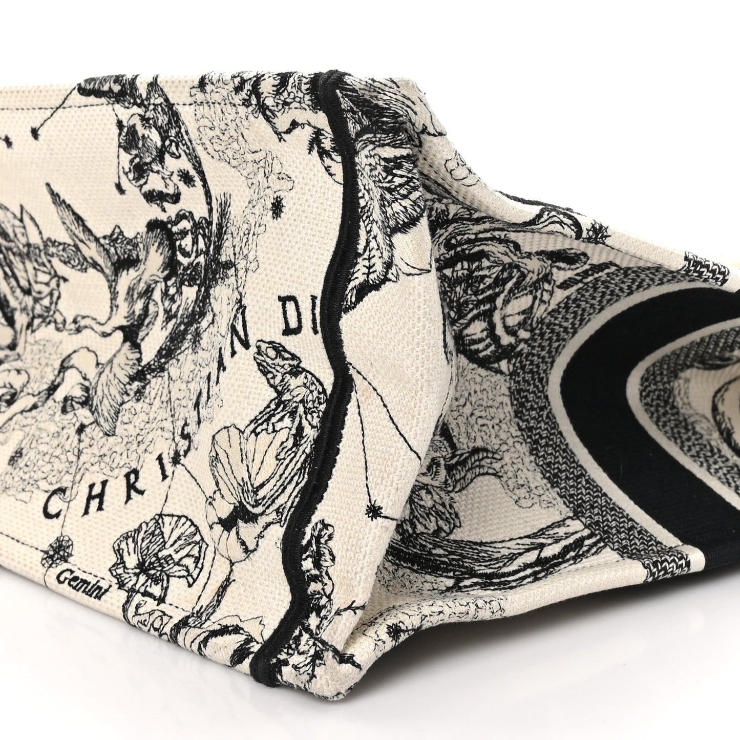 Canvas Embroidered Large Zodiac Toile De Jouy Book Tote Latte