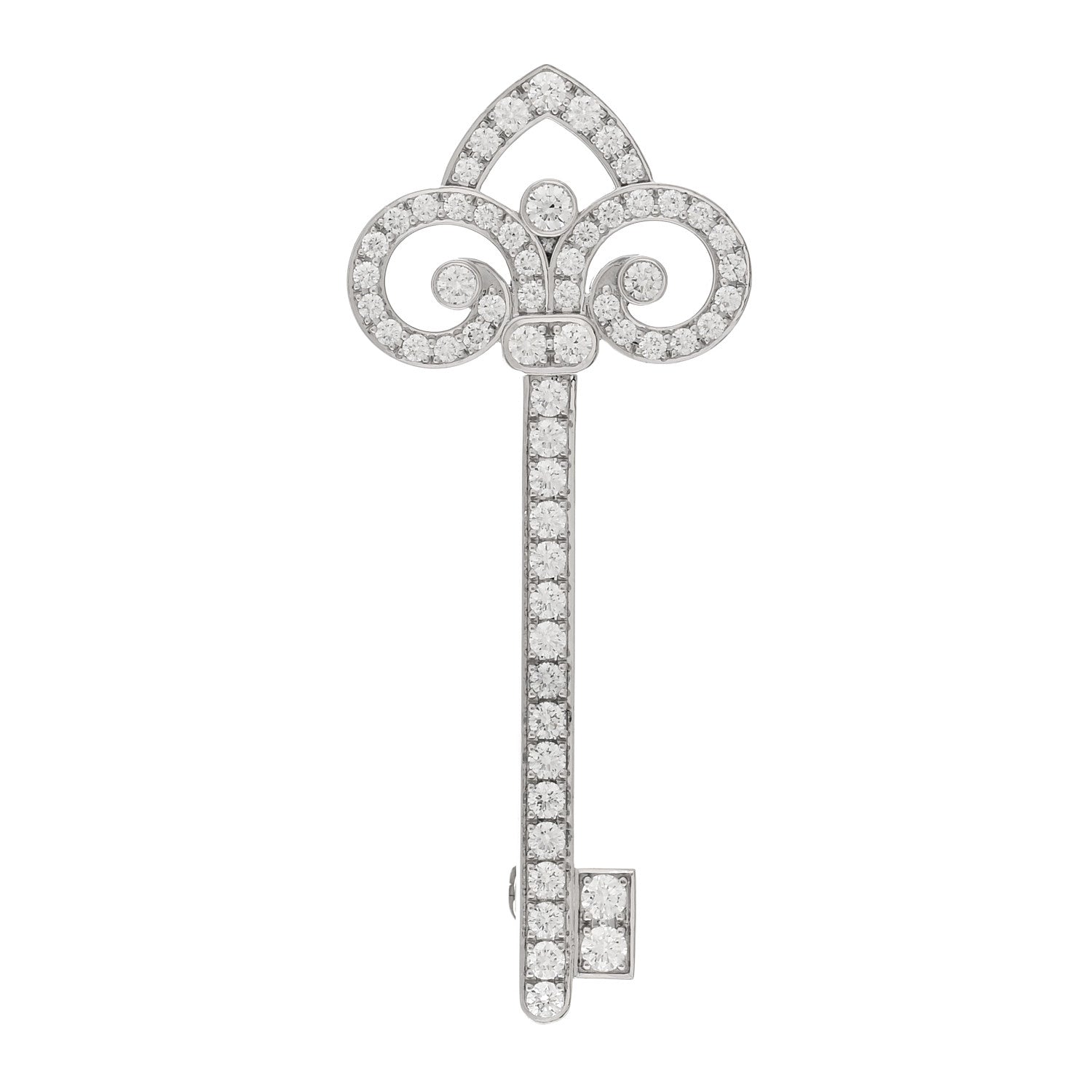 Tiffany Platinum Diamond Fleur de Lis Key Brooch 1 of 5