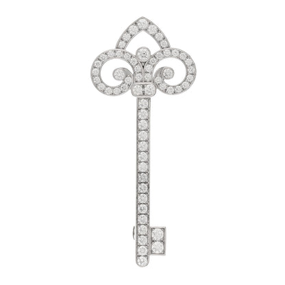 Tiffany Platinum Diamond Fleur de Lis Key Brooch 1 of 5