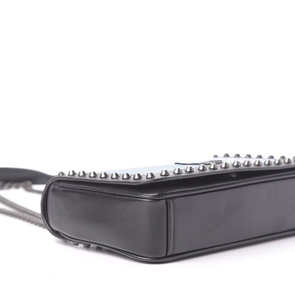 Prada Glace Calfskin Studded Crossbody Turchese Black 7 of 13