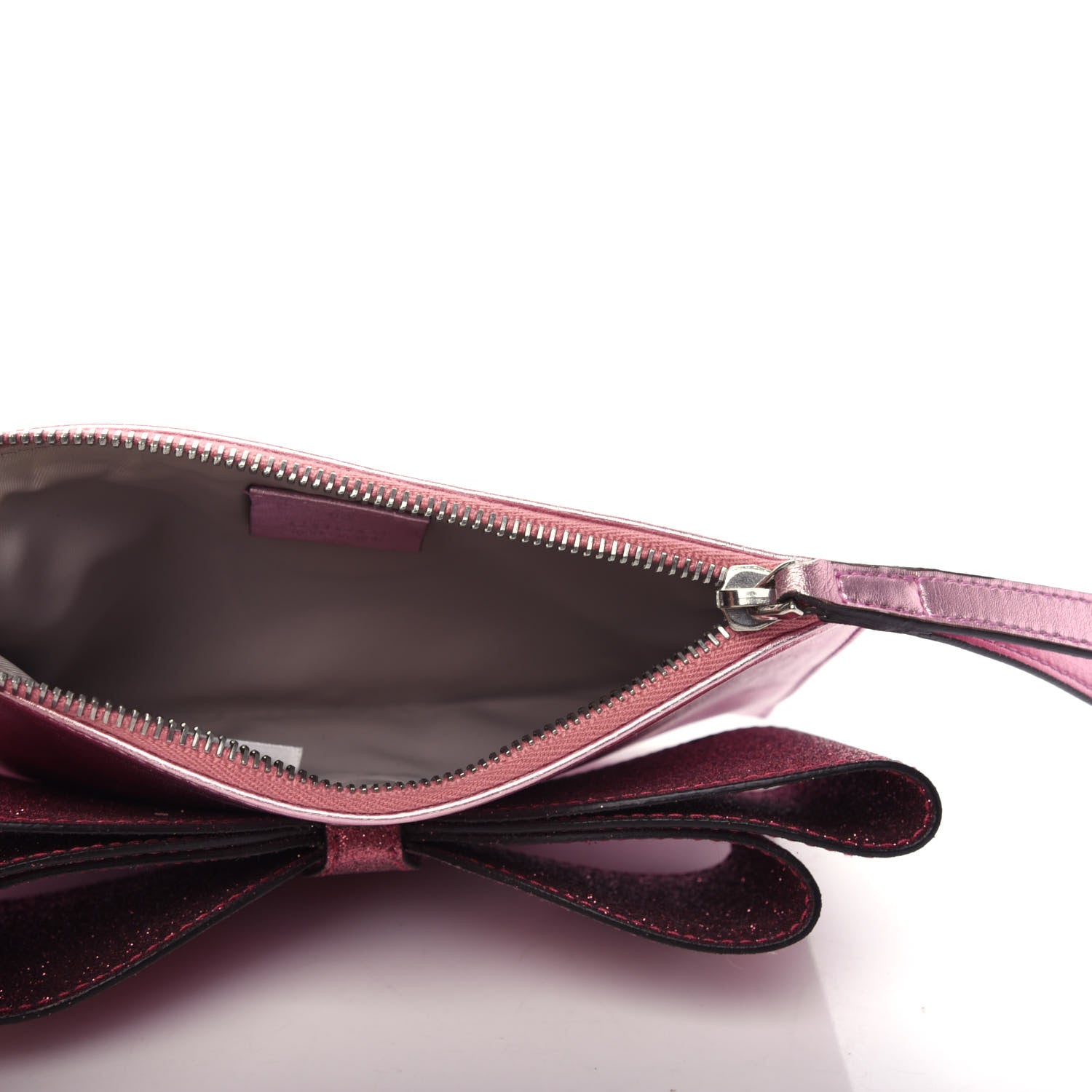 Gucci Calfskin Glitter Bow Wristlet Pink Rose 8 of 16
