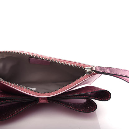 Gucci Calfskin Glitter Bow Wristlet Pink Rose 8 of 16