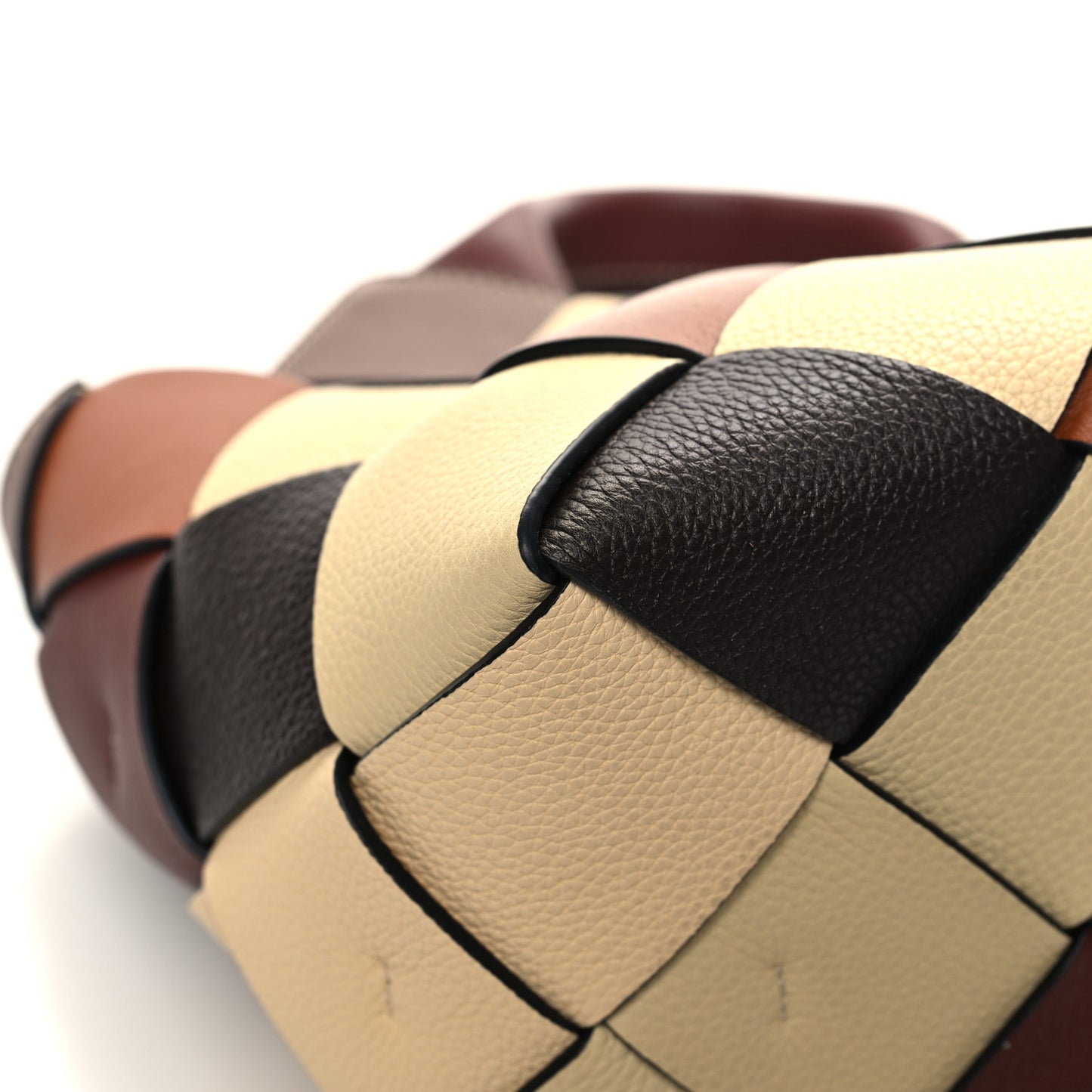 Calfskin Small Woven Basket Surplus Bag Beige