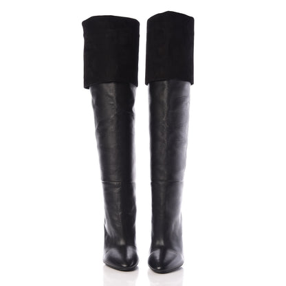Saint Laurent Calfskin Over The Knee Boots 38 Black 2 of 8