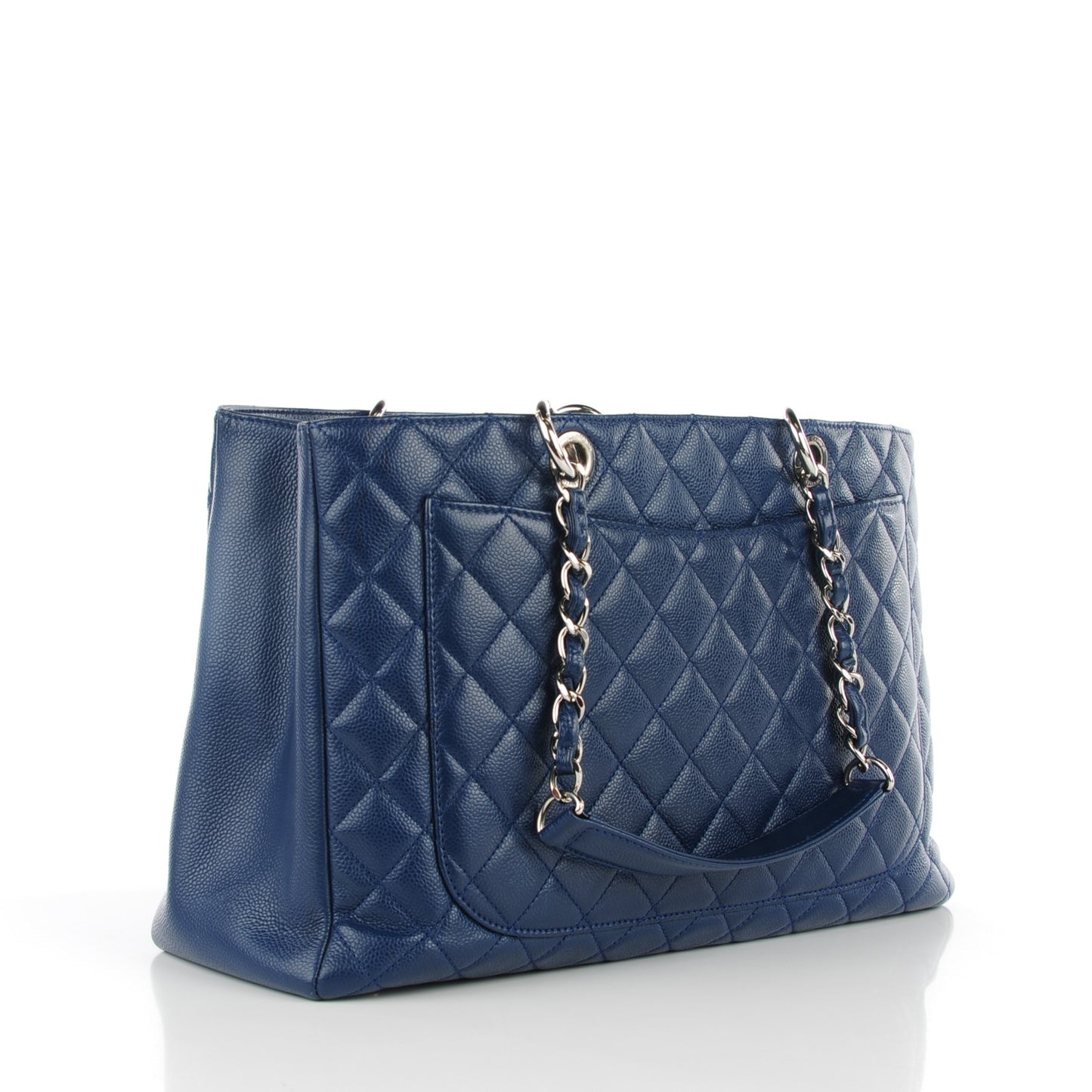 Caviar Quilted XL Grand Shopping Tote GST Navy Blue