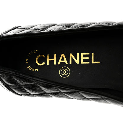 Chanel Grosgrain Glazed Lambskin Quilted Chain Loafers 37 Black 6 of 8