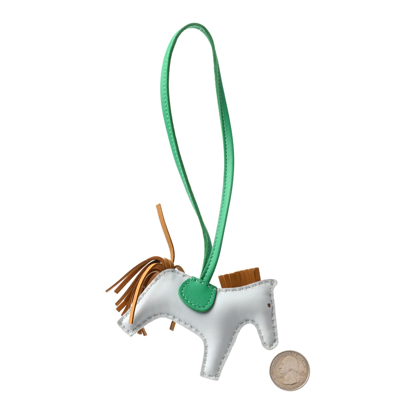 Milo Lambskin Grigri Rodeo Horse Bag Charm PM Bleu Brume Sesame Menthe