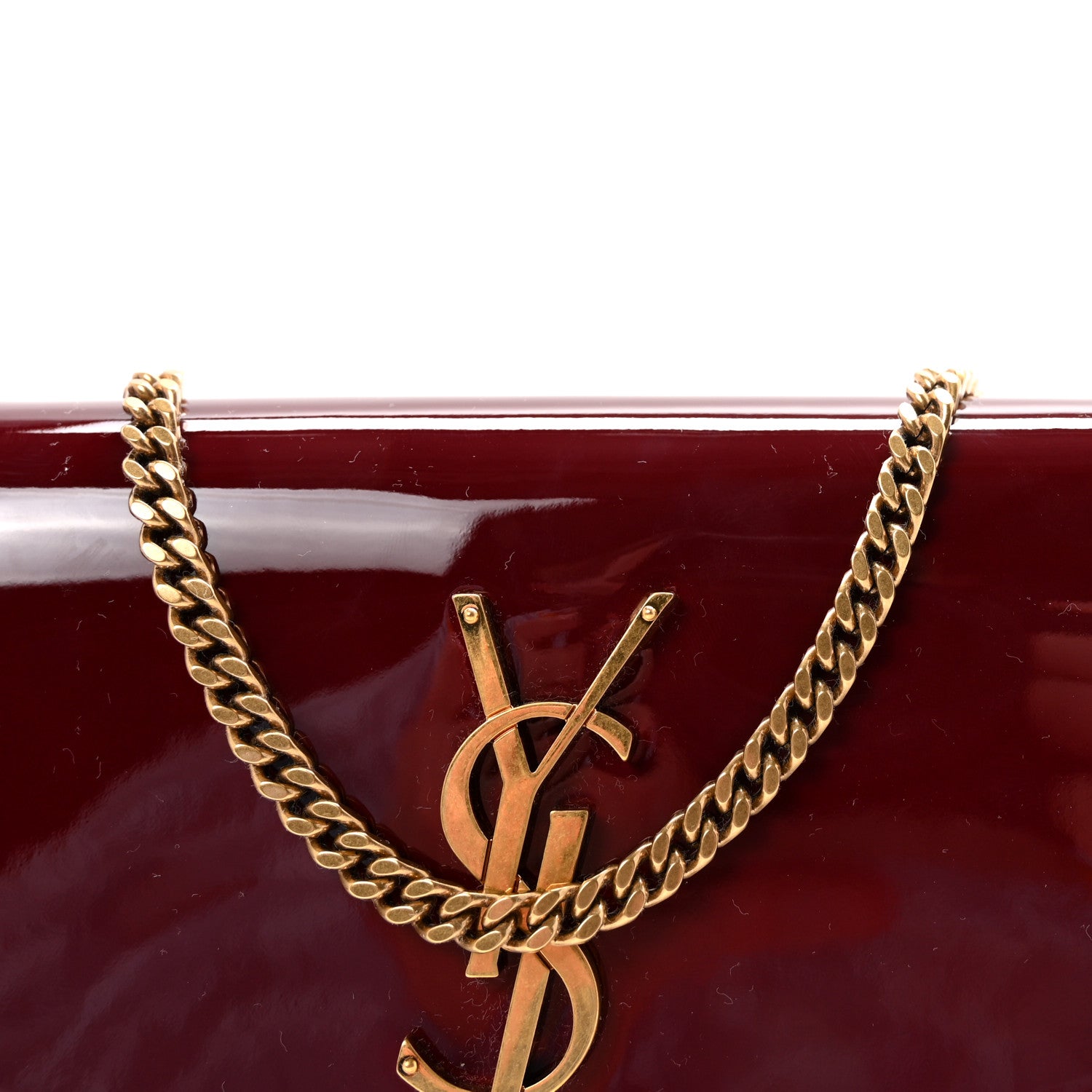 Saint Laurent Patent Uptown Chain Wallet Red Grenat 8 of 11