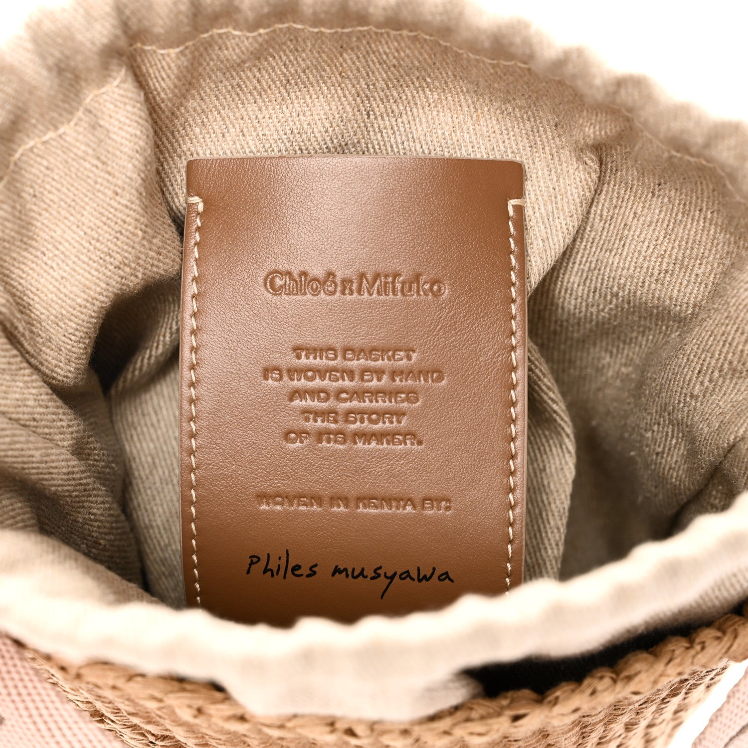 Chloe X MIFUKO Raffia Calfskin Small Woody Basket Shoulder Bag