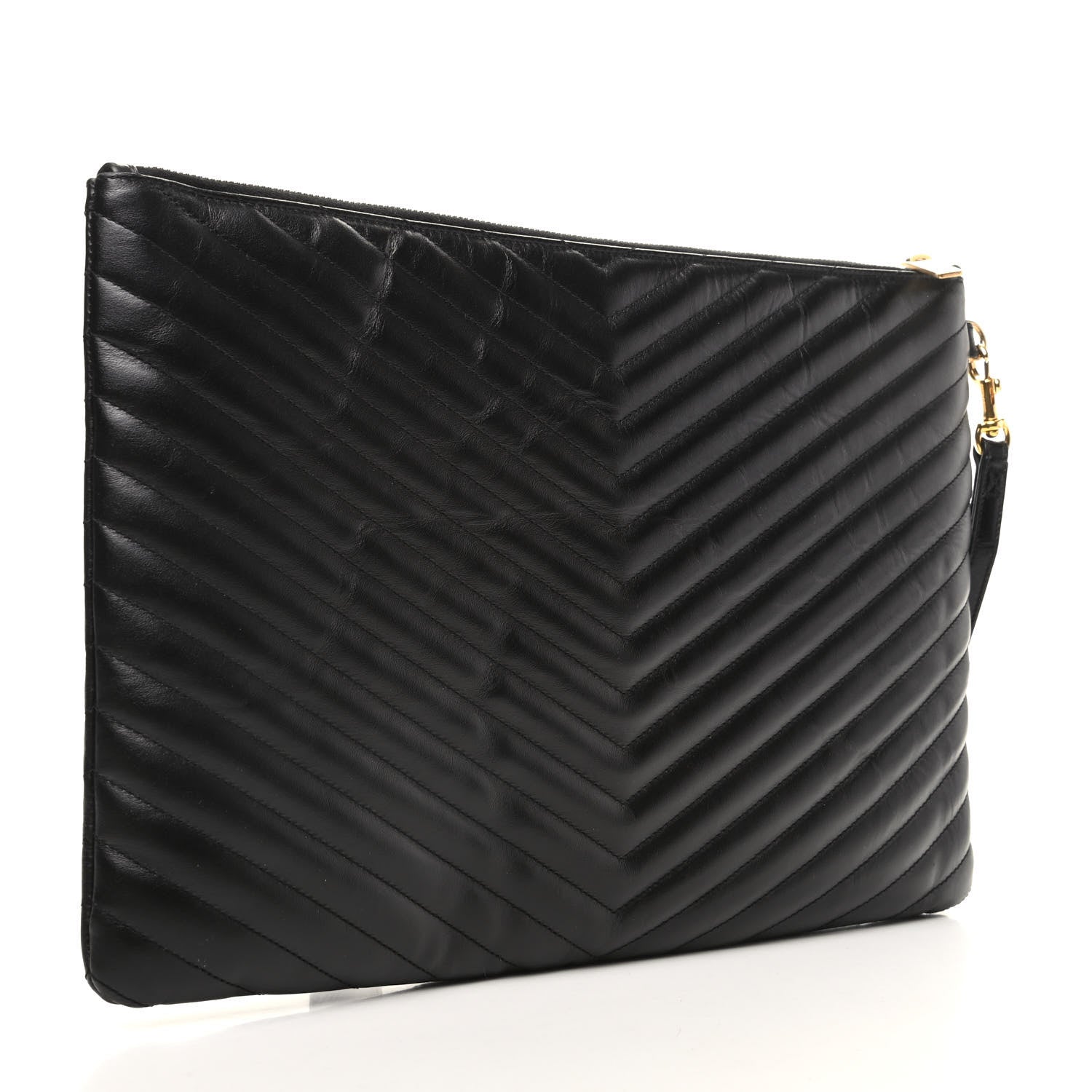 Saint Laurent Calfskin Matelasse Chevron Monogram Document Holder Black 3 of 9