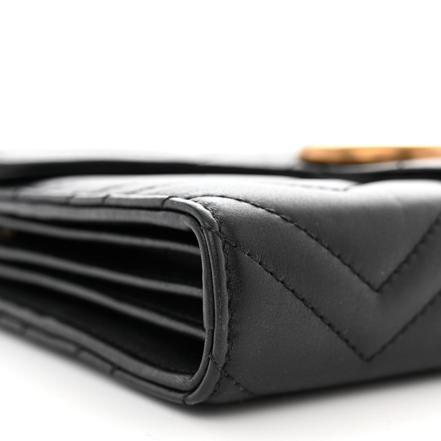 Calfskin Matelasse GG Marmont Chain Wallet Black