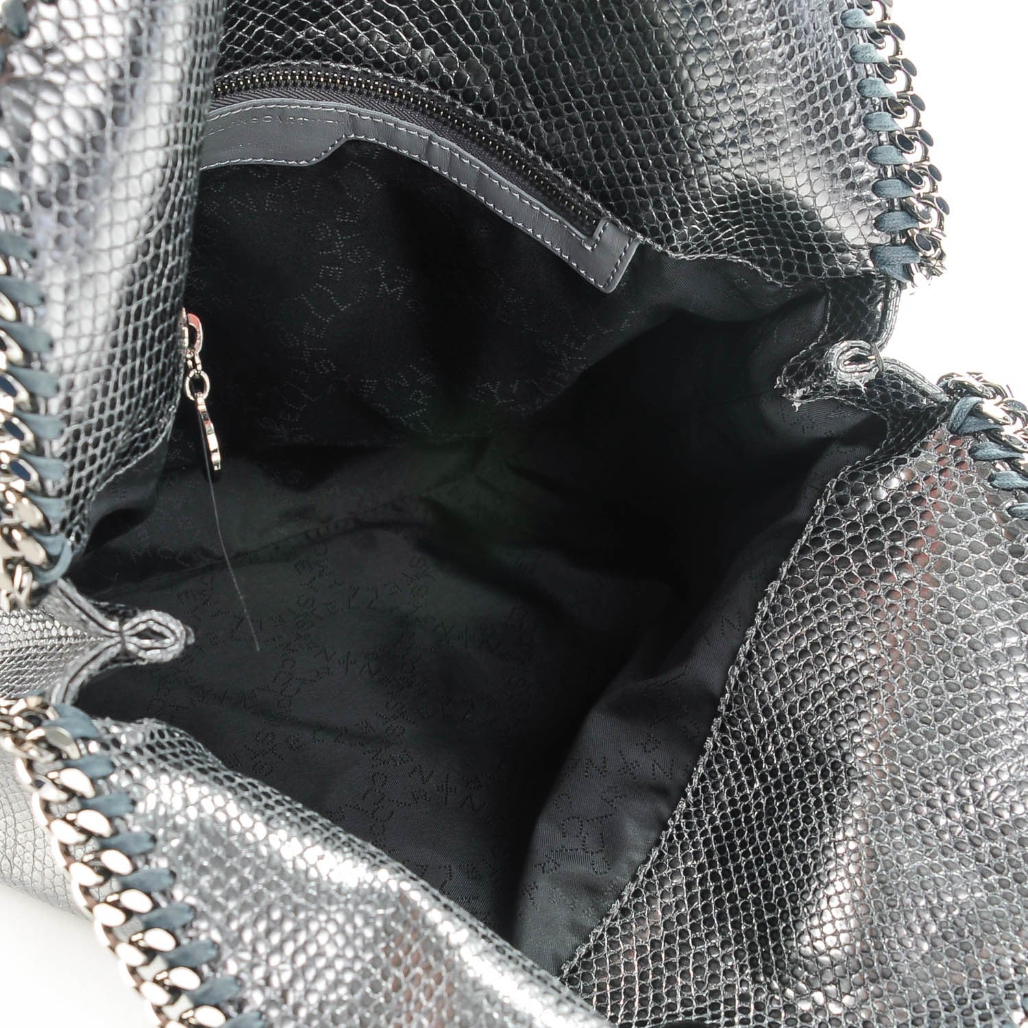 Stella McCartney Metallic Snake Print Small Falabella Tote Grey 5 of 8