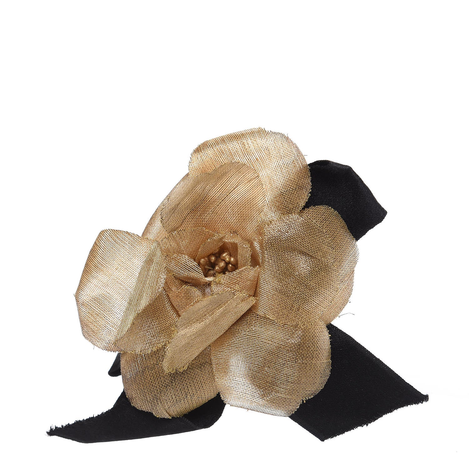Chanel Fabric Camellia Flower Brooch Dark Beige 1 of 4