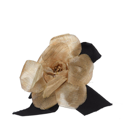 Chanel Fabric Camellia Flower Brooch Dark Beige 1 of 4