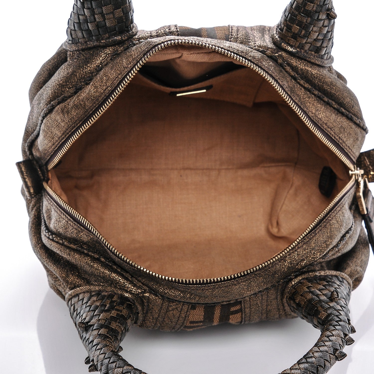 Fendi Zucca Goatskin Spy Bowler Tobacco Bronzo 7 of 10