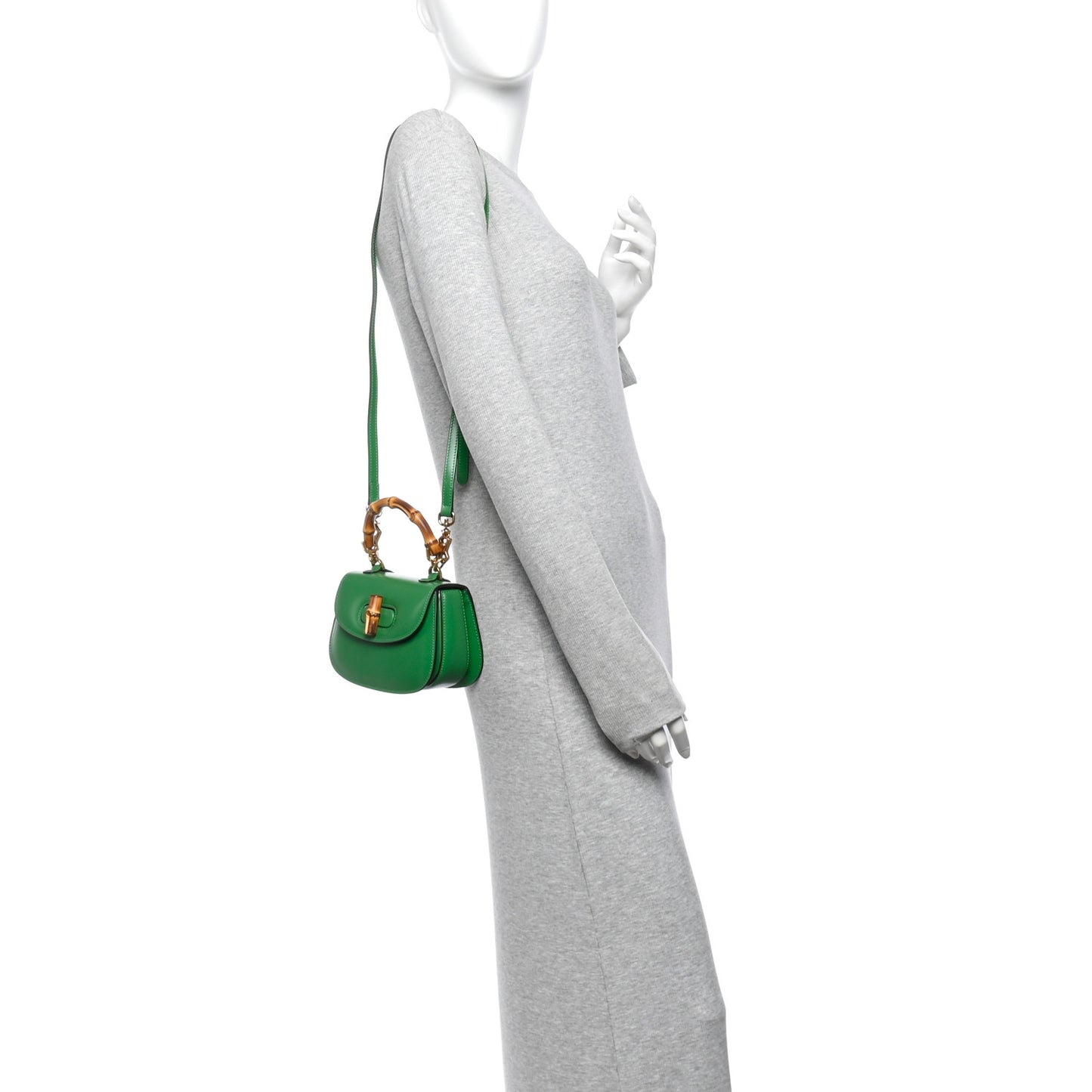 Boarded Dyana Lux Calfskin Web Mini Bamboo 1947 Top Handle Bag Spring Green