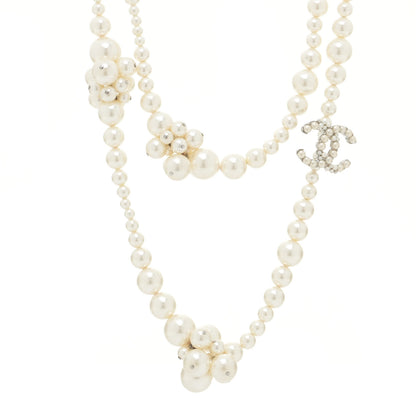 Chanel Pearl Cluster CC Long Necklace Silver 1 of 7