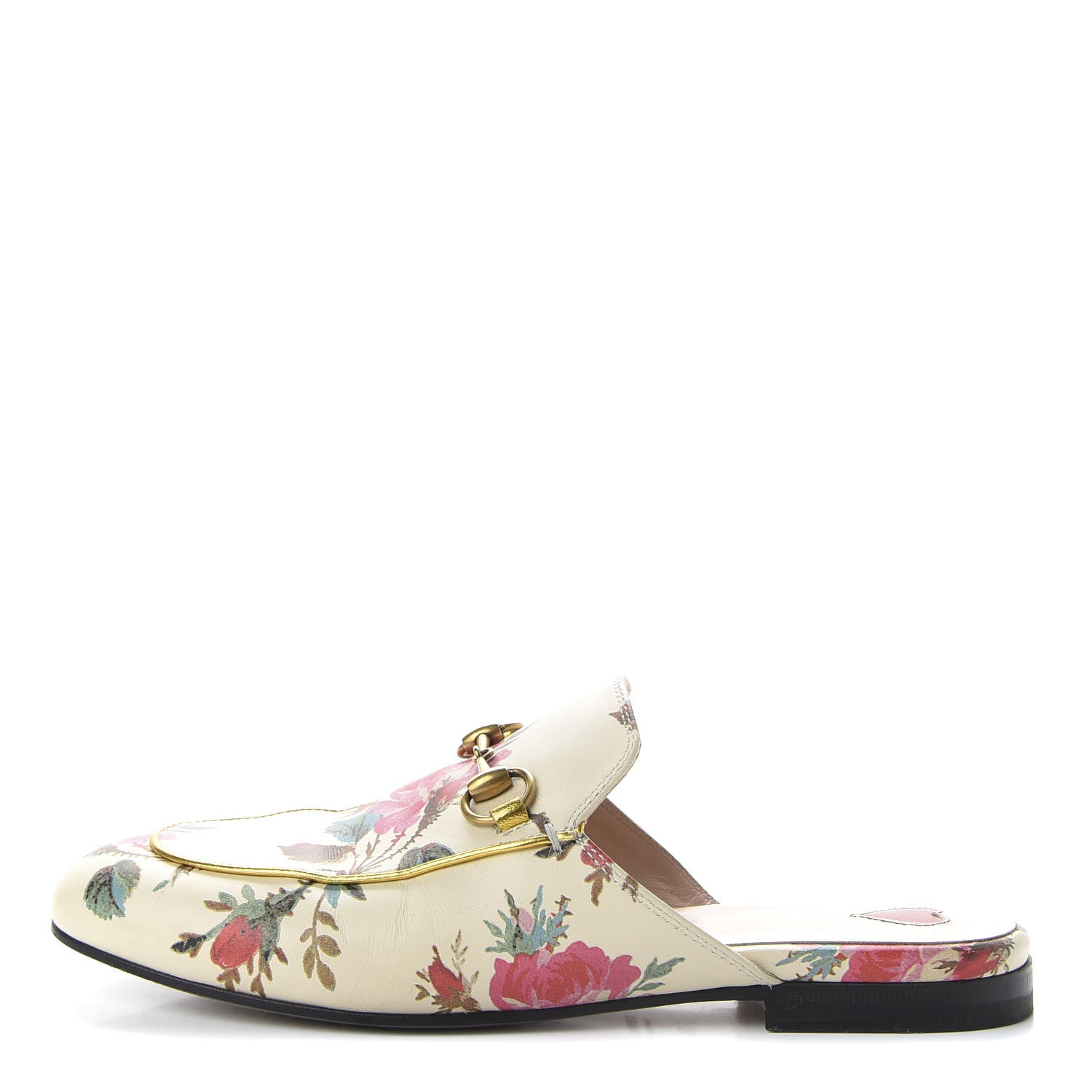 Gucci Calfskin Stamp Allover Rose Princetown Slippers 36 Ivory Multicolor 1 of 10