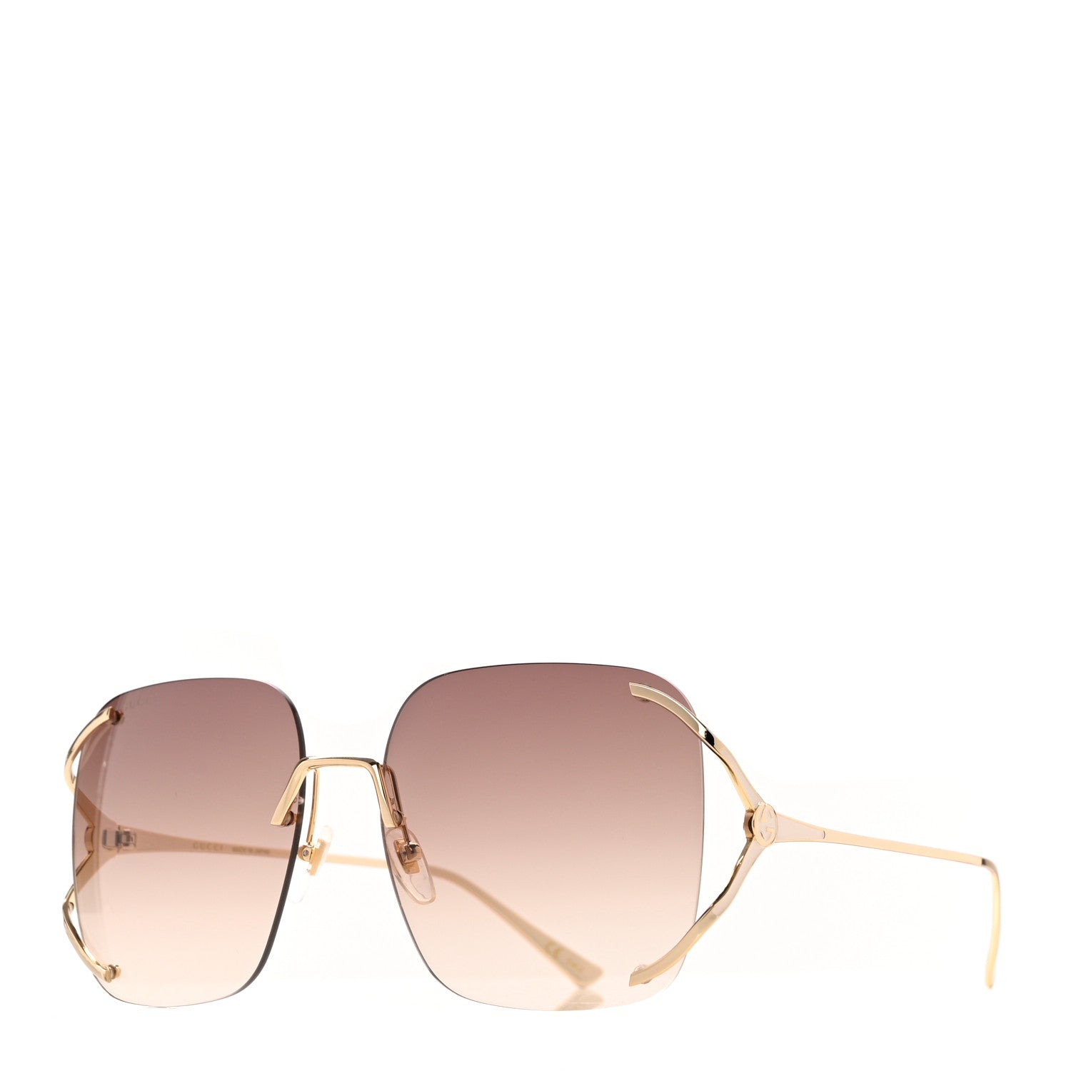Gucci Metal Oversized Sunglasses GG0646S Gold Brown 1 of 6