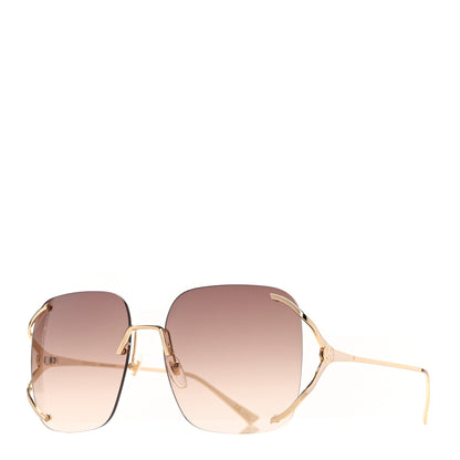 Gucci Metal Oversized Sunglasses GG0646S Gold Brown 1 of 6