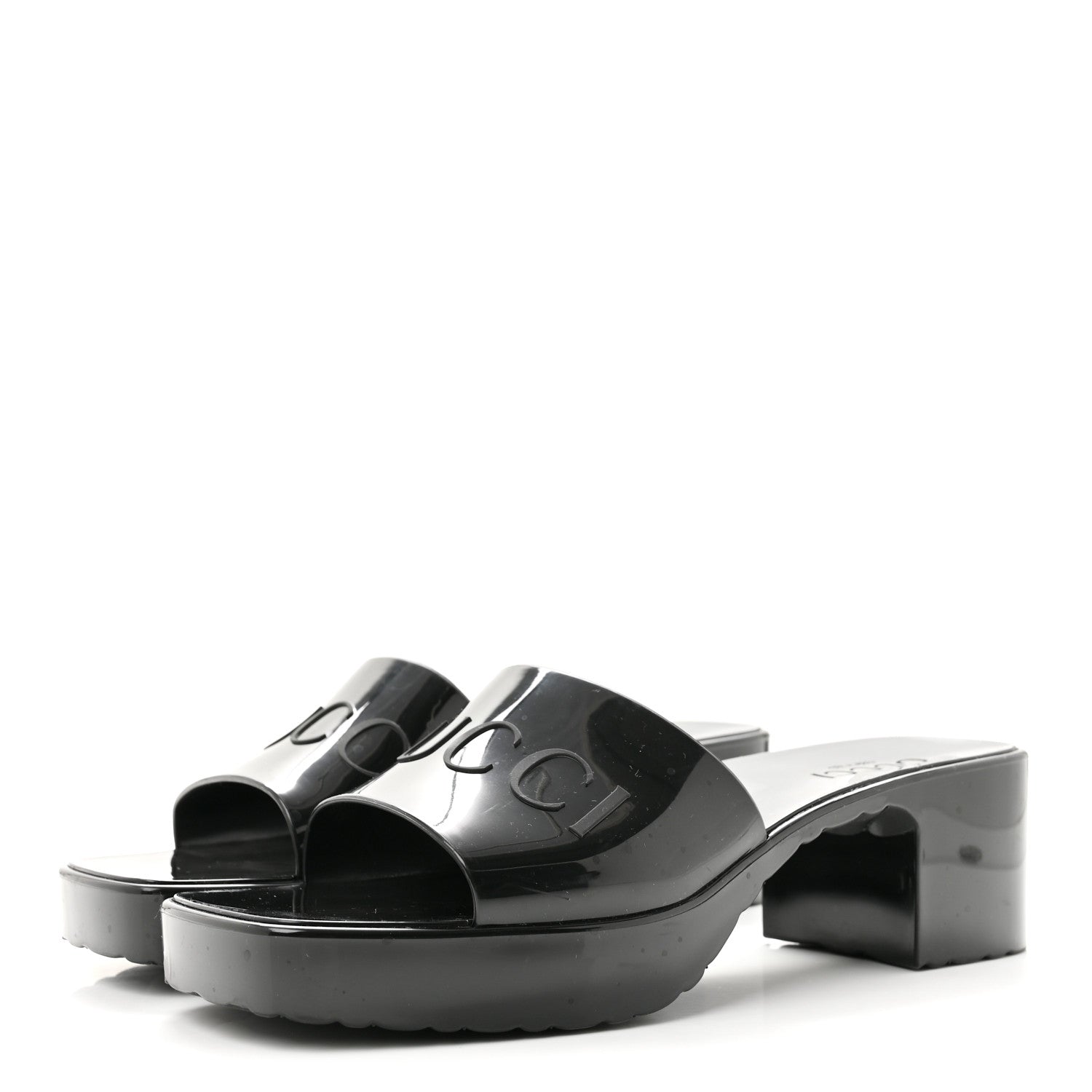 Gucci Rubber Gucci Logo Womens Platform 20/60mm Slide Sandals 38 Black 4 of 10