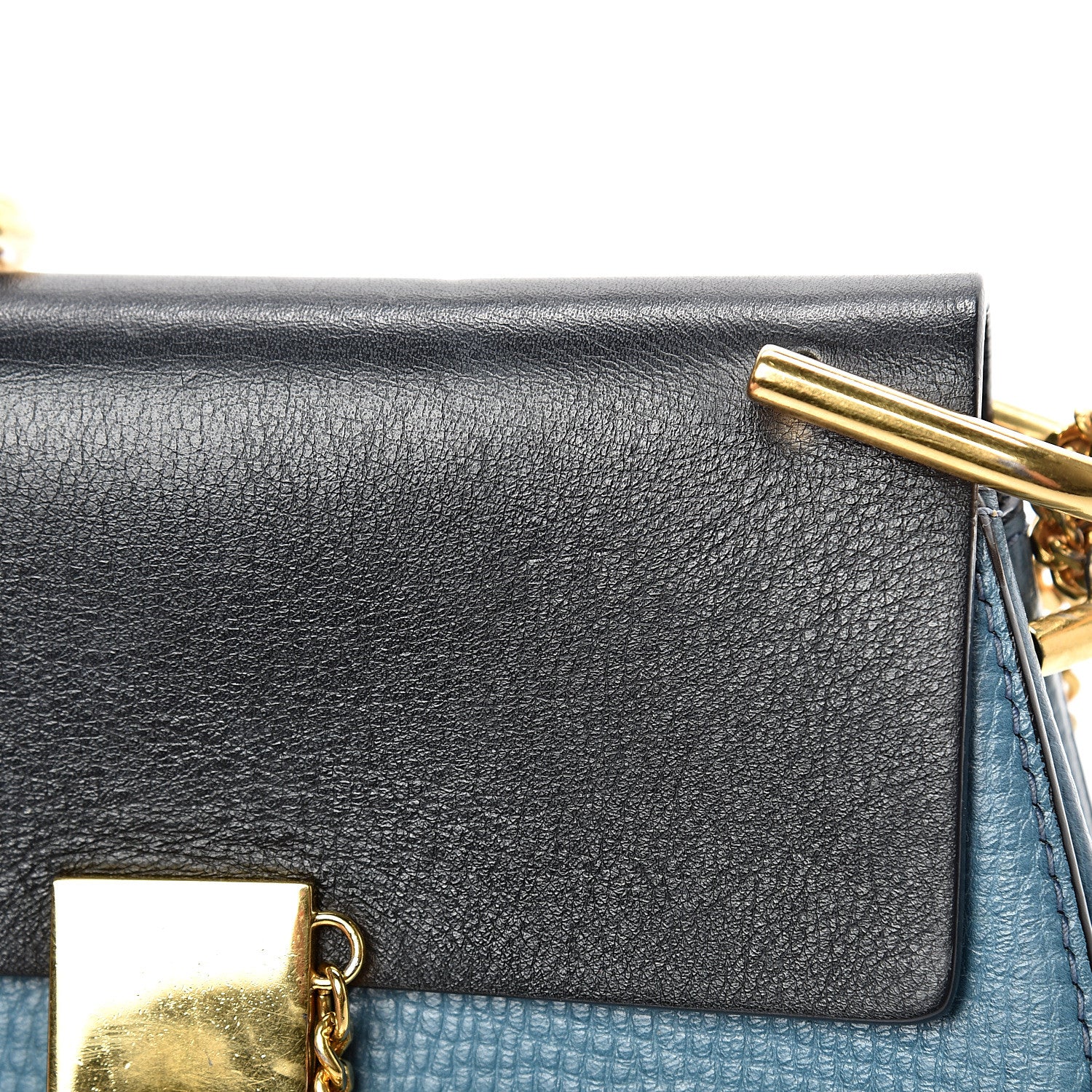 Chloe Grained Calfskin Lambskin Mini Bi-Color Drew Shoulder Bag Blue Black 13 of 13