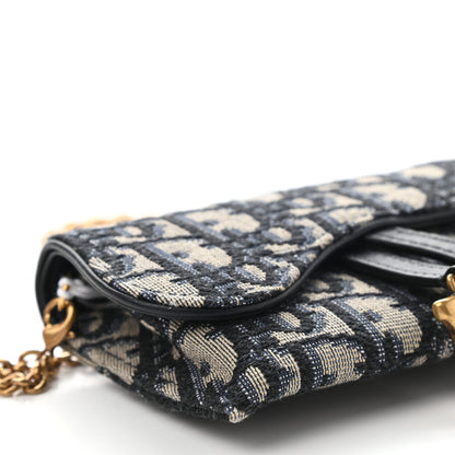 Christian Dior Oblique Nano Saddle Chain Pouch Blue 8 of 10