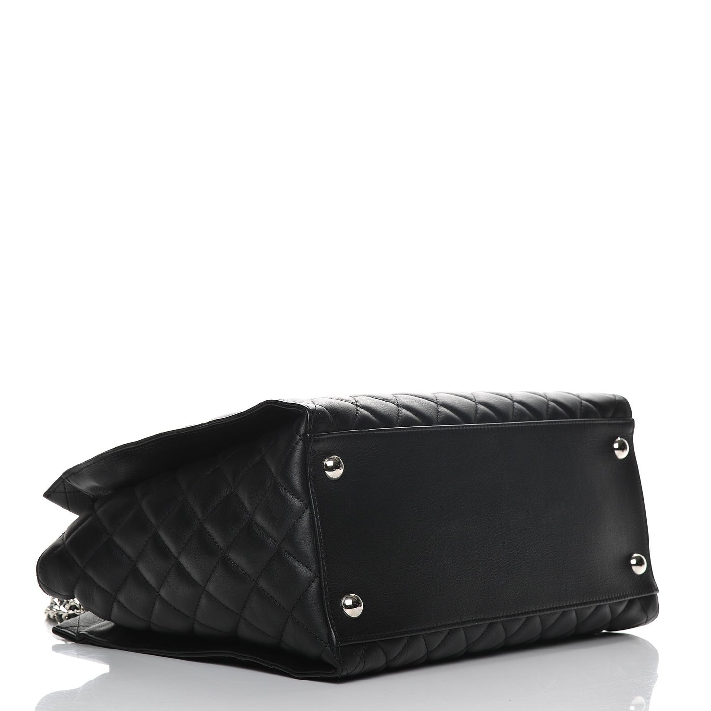 Calfskin Quilted Large Chic and Soft Shopping Tote Black