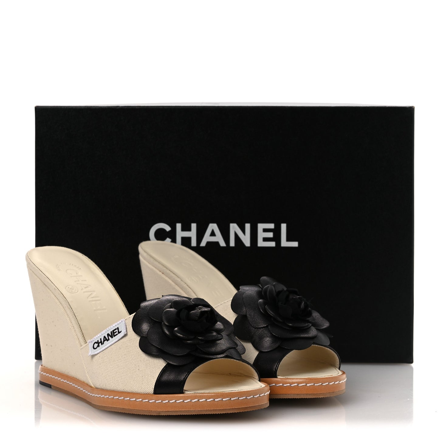 Canvas Camellia Wedge Sandals 38.5 Off White 38.5 Off White
