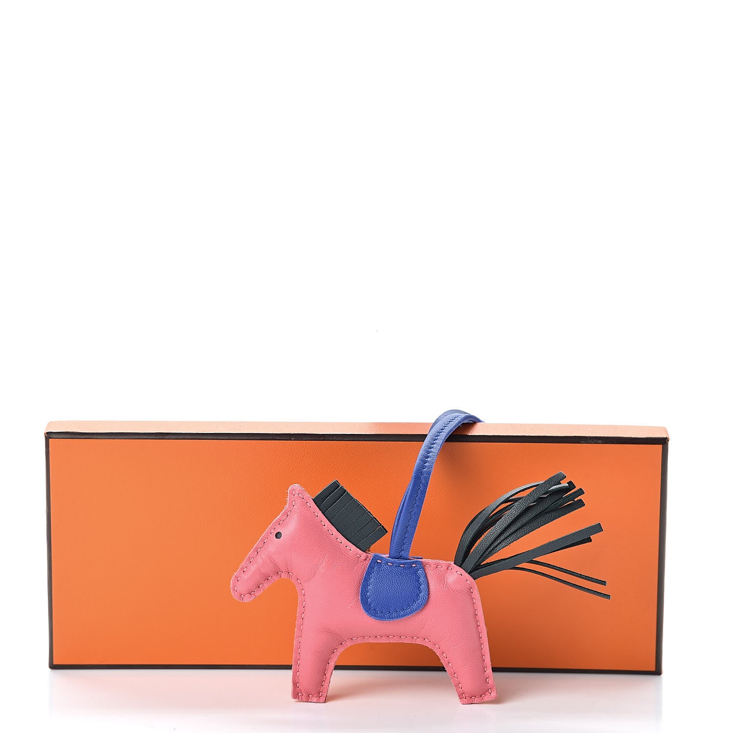 Hermes Milo Lambskin Grigri Rodeo Horse Bag Charm PM Rose Azalee Vert Cypress Bleu Electrique 5 of 5