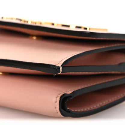 Fendi Vitello Kyoto Metal Fendi Roma Logo Micro Trifold Wallet with Chain Light Rose 11 of 13