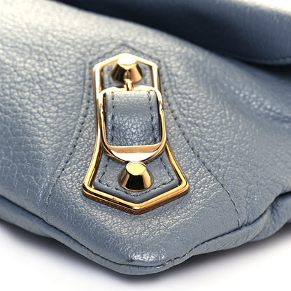 Balenciaga Chevre Gold Metallic Edge Hardware Envelope Clutch Bleu Acier 6 of 11