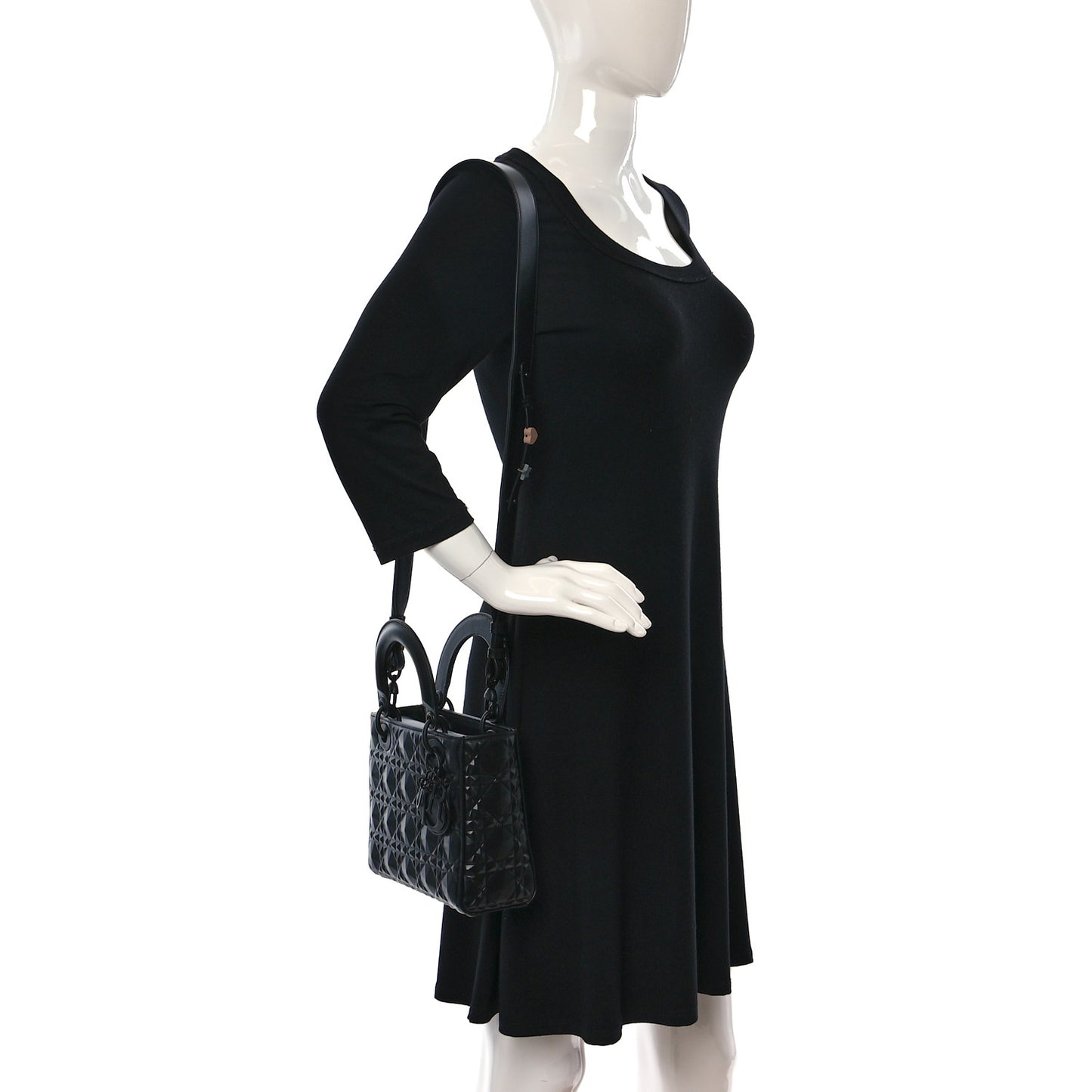 Calfskin Cannage Diamond Small My ABCDior Lady Dior Black