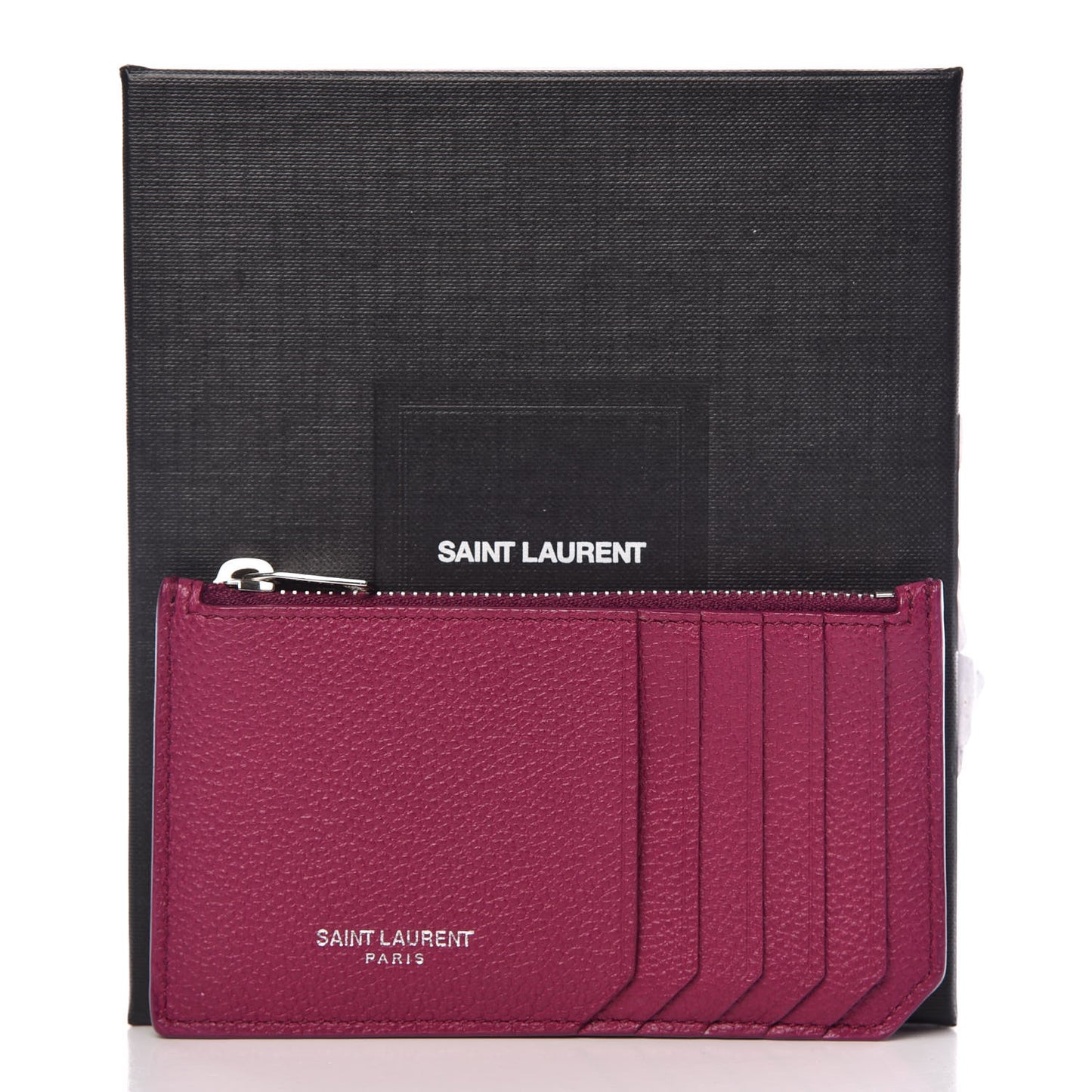 Grained Calfskin 5 Fragments Zip Pouch Card Holder Pivoine