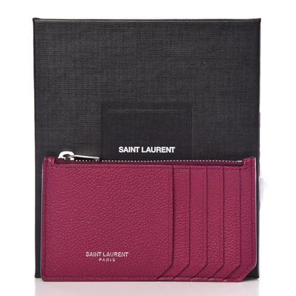 Saint Laurent Grained Calfskin 5 Fragments Zip Pouch Card Holder Pivoine 8 of 8