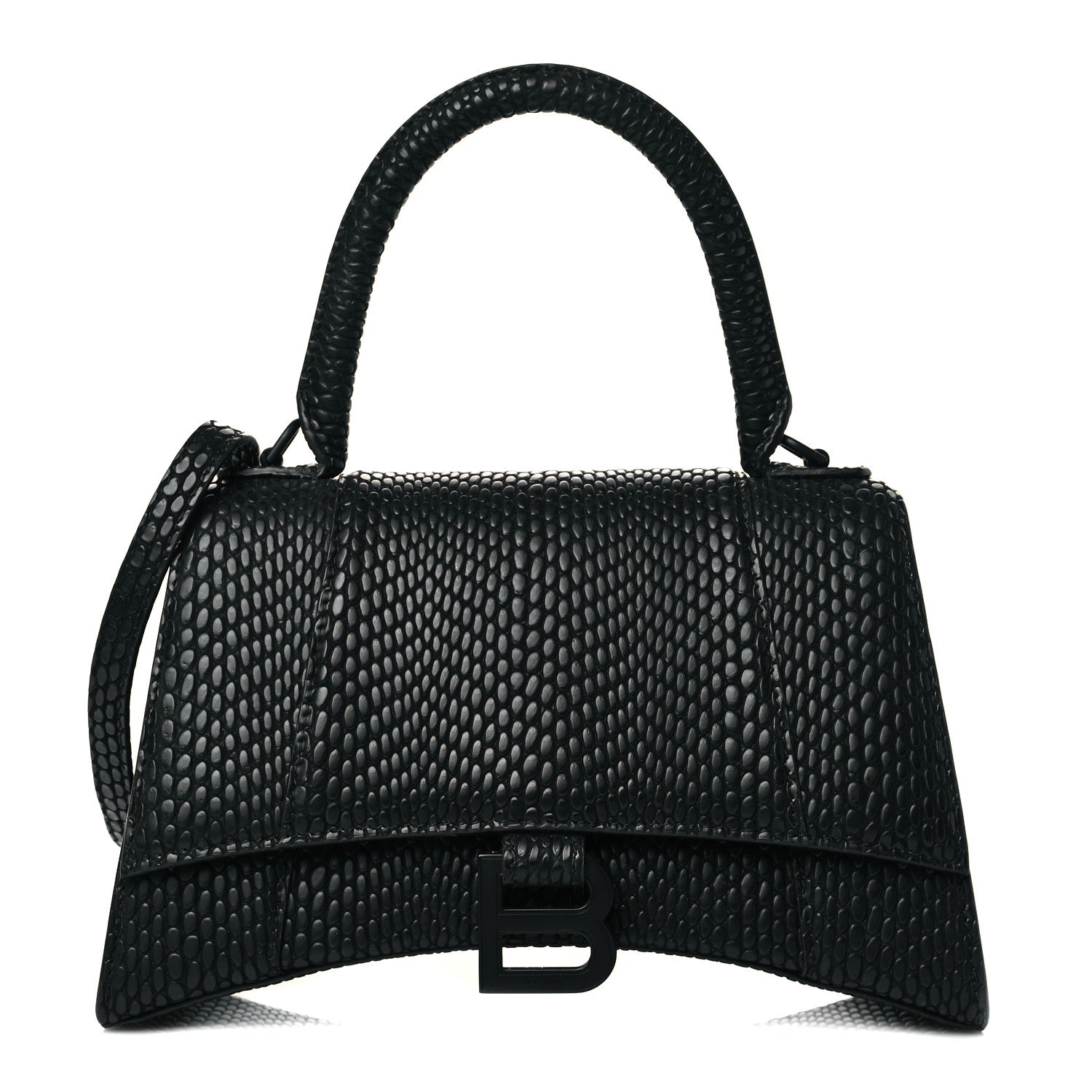 Balenciaga Matte Calfskin Viper Effect Small Hourglass Top Handle Bag Black 1 of 11