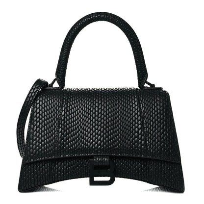 Balenciaga Matte Calfskin Viper Effect Small Hourglass Top Handle Bag Black 1 of 11